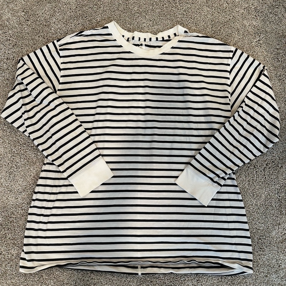 Lululemon Striped Long Sleeve Tee - Black and White